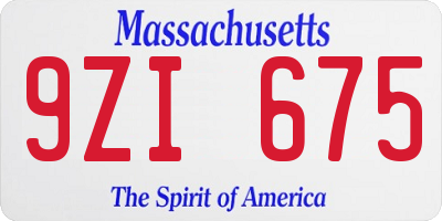 MA license plate 9ZI675