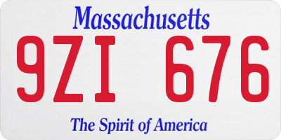 MA license plate 9ZI676