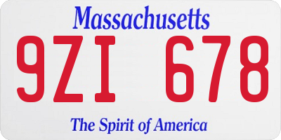 MA license plate 9ZI678