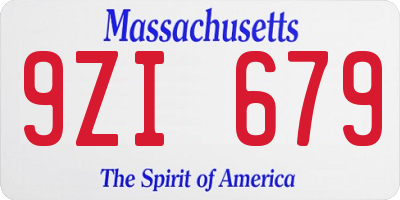 MA license plate 9ZI679