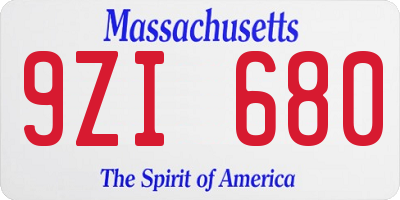 MA license plate 9ZI680