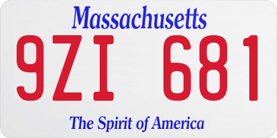 MA license plate 9ZI681