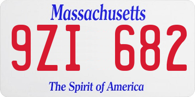 MA license plate 9ZI682