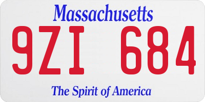 MA license plate 9ZI684