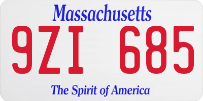 MA license plate 9ZI685