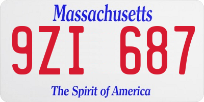 MA license plate 9ZI687