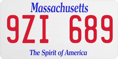 MA license plate 9ZI689