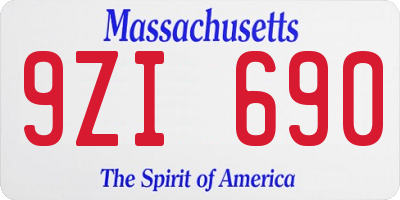 MA license plate 9ZI690
