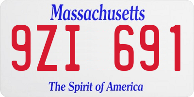 MA license plate 9ZI691