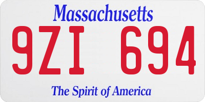 MA license plate 9ZI694