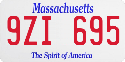 MA license plate 9ZI695
