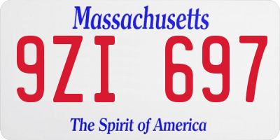 MA license plate 9ZI697