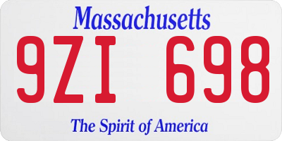 MA license plate 9ZI698