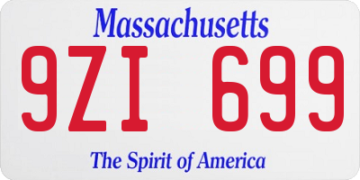 MA license plate 9ZI699