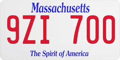 MA license plate 9ZI700