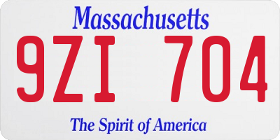 MA license plate 9ZI704