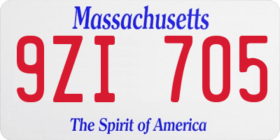 MA license plate 9ZI705