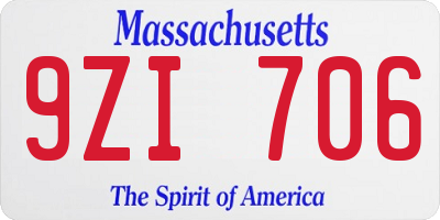 MA license plate 9ZI706