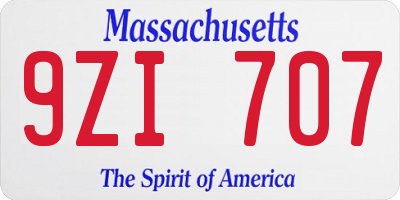 MA license plate 9ZI707