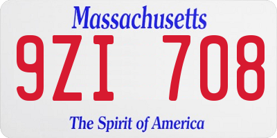 MA license plate 9ZI708