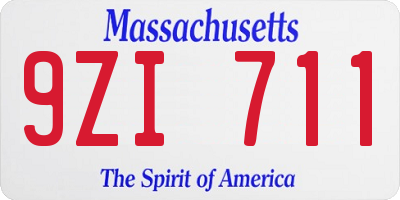 MA license plate 9ZI711