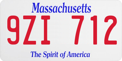 MA license plate 9ZI712