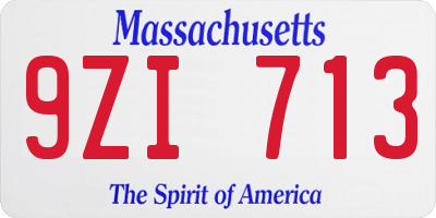 MA license plate 9ZI713