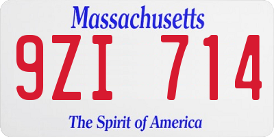 MA license plate 9ZI714