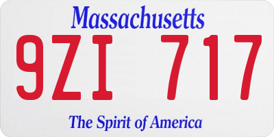 MA license plate 9ZI717
