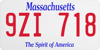 MA license plate 9ZI718