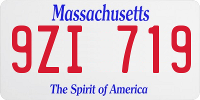 MA license plate 9ZI719