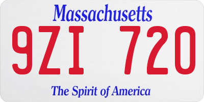 MA license plate 9ZI720