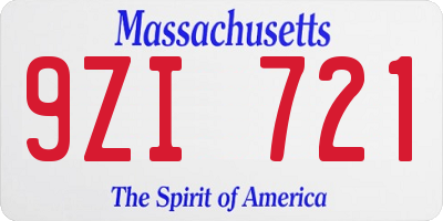 MA license plate 9ZI721