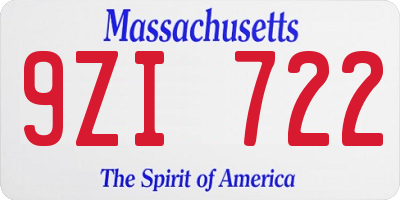 MA license plate 9ZI722