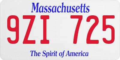 MA license plate 9ZI725