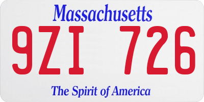 MA license plate 9ZI726