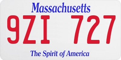 MA license plate 9ZI727