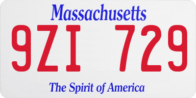 MA license plate 9ZI729