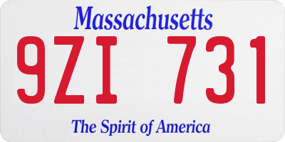 MA license plate 9ZI731