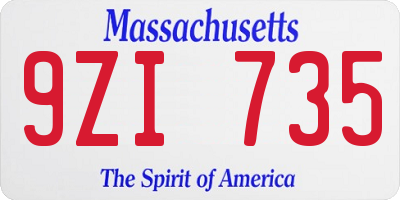 MA license plate 9ZI735