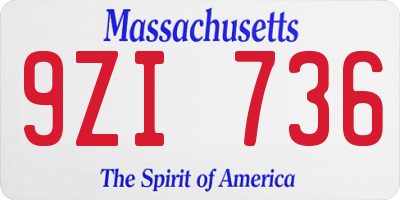 MA license plate 9ZI736