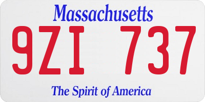 MA license plate 9ZI737