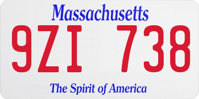 MA license plate 9ZI738