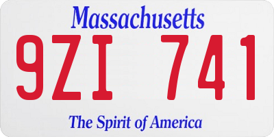 MA license plate 9ZI741