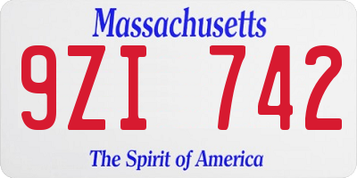 MA license plate 9ZI742