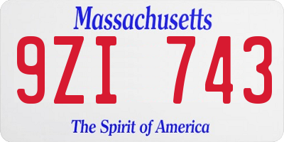 MA license plate 9ZI743