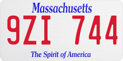 MA license plate 9ZI744