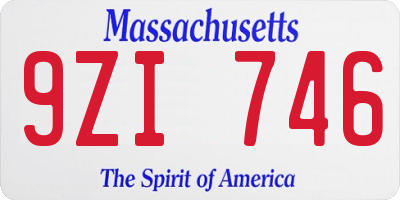 MA license plate 9ZI746