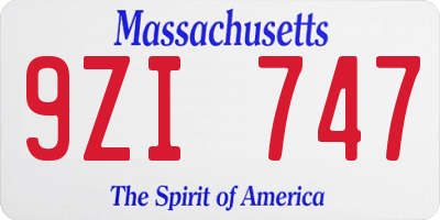 MA license plate 9ZI747