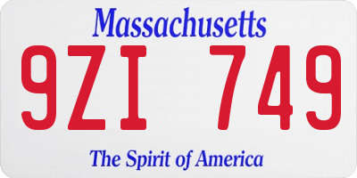 MA license plate 9ZI749